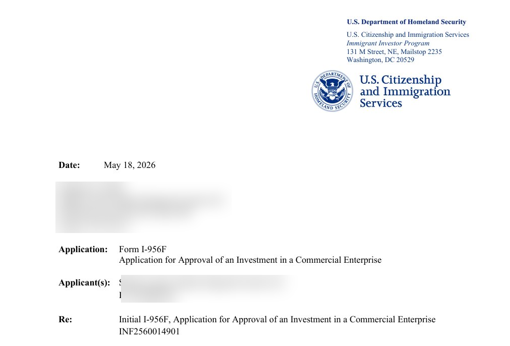 I-956F approval letter