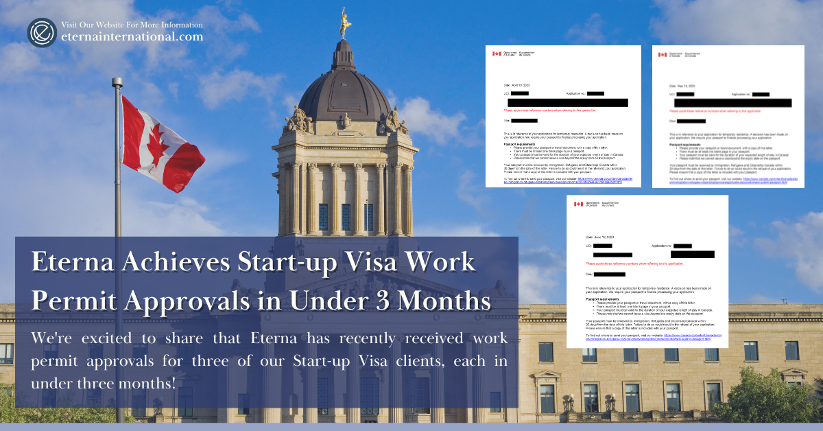 Eterna Achieves Start-up Visa Work Permit Approvals in Under 3 Months
