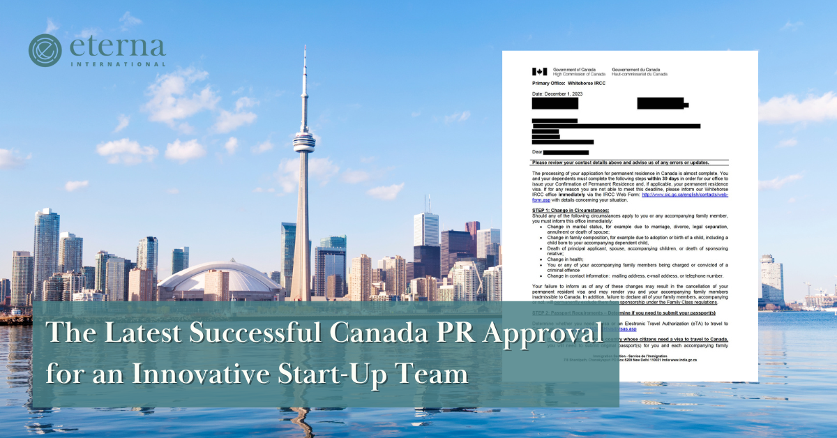 The Latest Successful Canada PR Approval Case for Innovative Start-Up Team