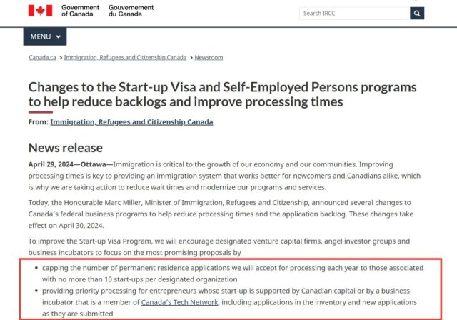 New Changes to the Canada Start-up Visa Program