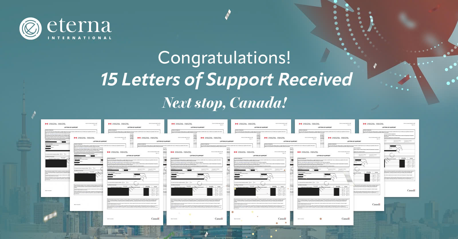 Congratulations! 15 Letters of Support Received under Canada Start-up Visa Program